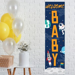 Blast Off to Outer Space - Rocket Ship Baby Shower Front Door Decoration - Vertical Banner - 1 of 4