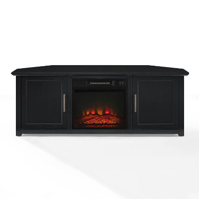 Camden Black Corner TV Stand with Fireplace