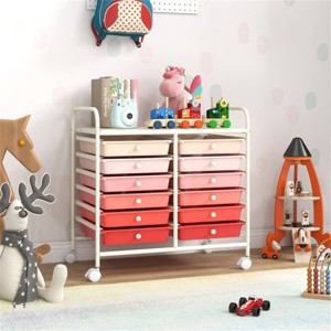 Angel Sar 12-Drawer 25Inch Rolling Storage Cart, Pink 2-Row 10-Tier Organizer with Multicolor Drawers, 4 Wheels Mobile Cart - 1 of 4