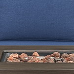 blue cushion/brown wicker