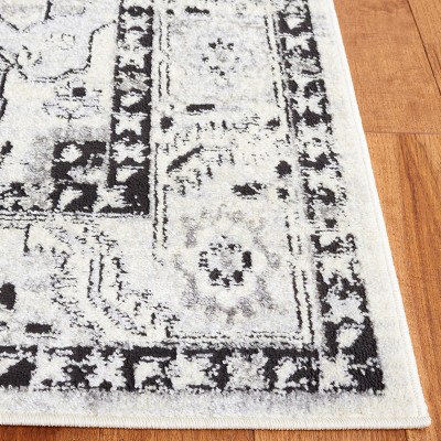 Tulum Ivory and Charcoal Square Synthetic Area Rug