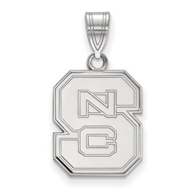 Black Bow Jewelry 14k White Gold North Carolina State Wolfpack NCAA Medium Pendant