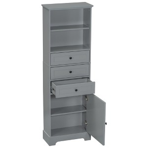 Rbied 22 in. W x 10 in. D x 67 in. H Bathroom Storage Cabinet Linen Cabinet with Drawers and Adjustable Shelves - 1 of 4