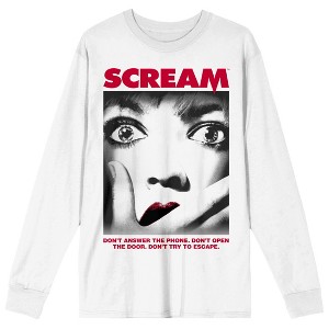 Scream Women With Red Lips Poster Art Crew Neck Long Sleeve White Adult Tee - 1 of 3