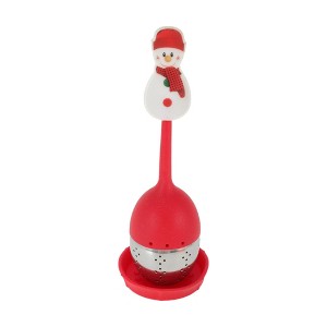 Unique Bargains Tea Infuser Snowman Tea Infuser Hand Wash Only Style Silicone Stainless Steel Red 2.17"x6.1" 1Set - 1 of 4