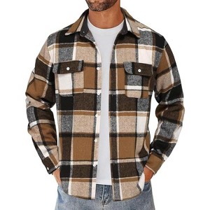 COOFANDY Men's Flannel Shirts Long Sleeve Cotton Plaid Shirt Jacket Casual Button Down Shirt with Pockets - 1 of 4