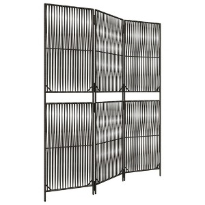 vidaXL Room Divider 3 Panels - 57.9"x70.9" - Gray Poly Rattan Garden Screen Privacy Divider - Indoor/Outdoor partition - Modern Line Weaving Design - 1 of 4