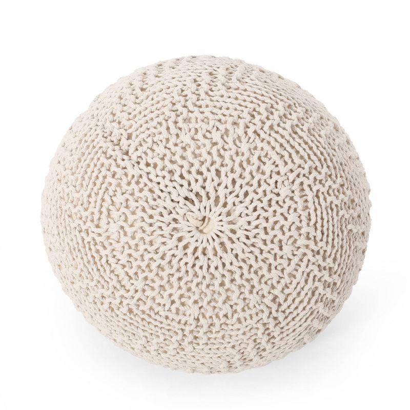 Barwick Modern Knitted Round Pouf Ivory - Christopher Knight Home, 4 of 11