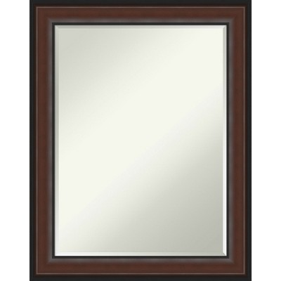 Amanti Art Harvard Walnut Petite Bevel Bathroom Wall Mirror 28.5 x 22.5 in.