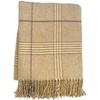 HomeRoots 50" X 67" Stone And White Cotton Blend Woven Plaid Throw Blanket with Fringe - 4 of 4