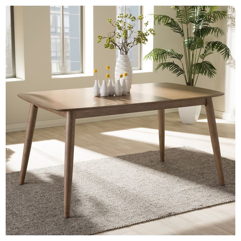 Edna Mid-Century Modern French Oak Light Brown Finishing Wood Dining Table - Baxton Studio, 6 of 8