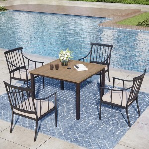 Captiva Designs 5pc Outdoor Patio Steel Dining Table & Stylish Cushioned Metal Chairs - 1 of 4