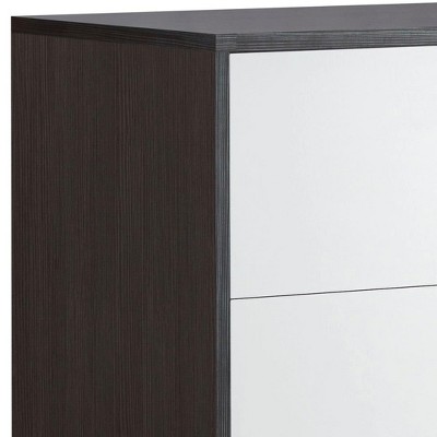 Eloy Industrial Vertical Storage Chest with Soft Close Drawers, White & Espresso