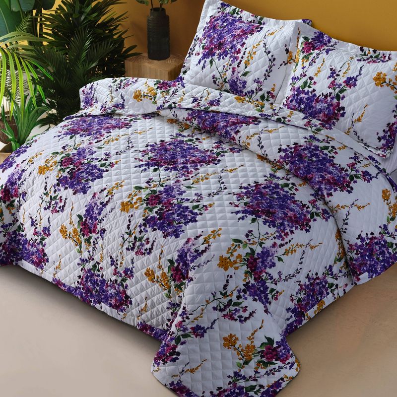 Serena Printed Oversized Quilt Set Orange/Purple/White - Azores Home, 4 of 5