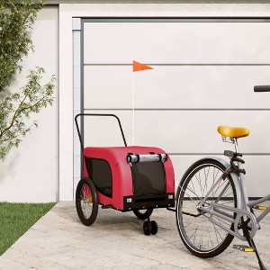 vidaXL Pet Bike Trailer Red and Black Oxford Fabric and Iron - 1 of 4