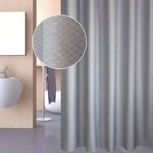 Wide Shower Curtain 108x72 Solid Gray Waffle Weave Heavyweight Water - Repellent Bathroom Curtain - 1 of 4