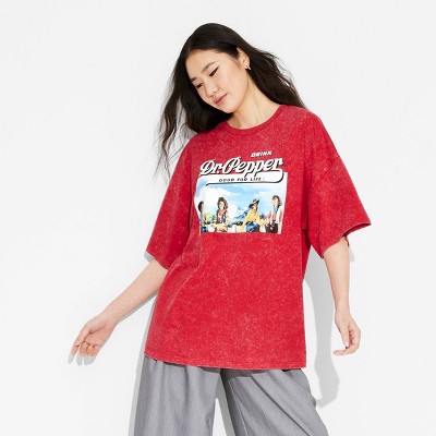 Women's Dr. Pepper Oversized Short Sleeve Graphic T-Shirt - Red M