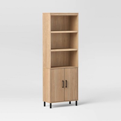 Mixed Material Library Bookcase with Doors Natural Wood - Room Essentials™