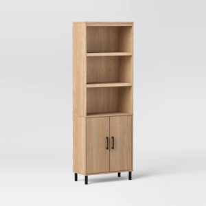 Mixed Material Library Bookcase with Doors Natural Wood - Room Essentials™ - 1 of 4