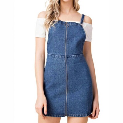Women's Zip Up Overall Dress - Honey Punch