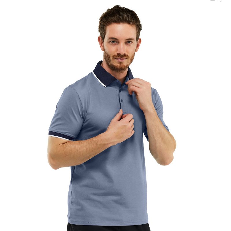 Mio Marino Men's Classic-Fit Cotton-Blend Pique Polo Shirt with Contrast Collar, 4 of 8