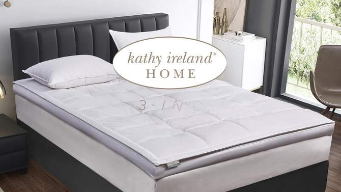 Kathy Ireland White Down Fiber Featherbed 3" Mattress Topper, 2 of 6, play video