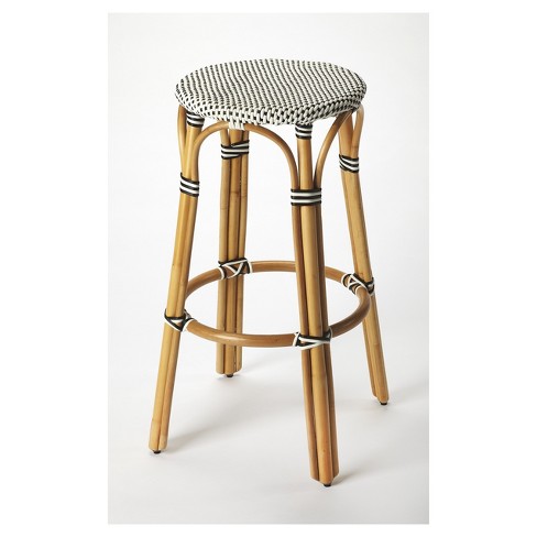 Tobias Rattan Bar Stool - Black / White - Butler Specialty ...