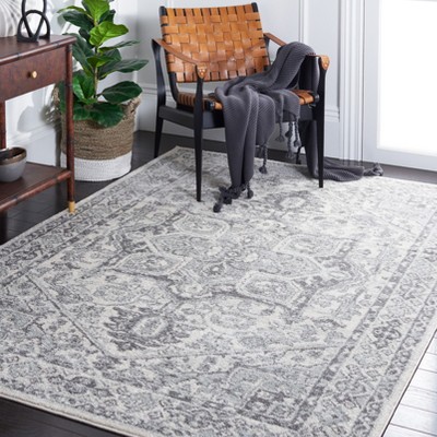 Ivory Squared Boho-Chic Hand-Knotted Area Rug - 6'7"
