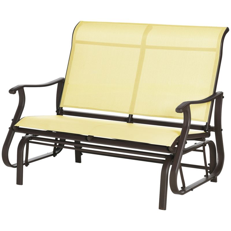 Outsunny 47" Outdoor Double Glider Bench for 2 Person, Patio Glider Armchair Swing Chair for Backyard with Mesh Seat and Backrest, Steel Frame, 4 of 7
