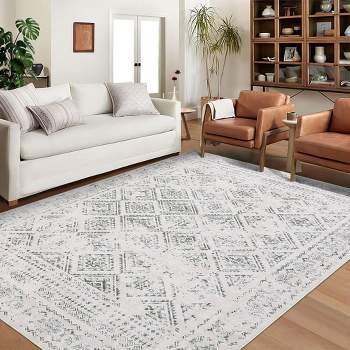 Washable Area Rugs Boho Rugs for Bedroom Living Room Soft Anti-Slip Rug Vintage Distressed Carpet