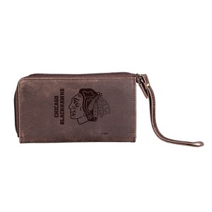 Evergreen NHL Chicago Blackhawks Brown Leather Women's Wristlet Wallet Officially Licensed with Gift Box - 1 of 1