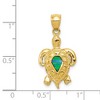 Black Bow Jewelry 14k Yellow Gold & Synthetic Blue Opal Turtle Pendant, 15mm (9/16 Inch) - 4 of 4