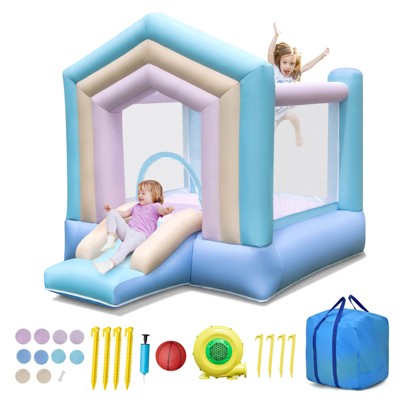 Infans Kids Bounce House with Slide Basketball Rim Manual Pump 480W Blower Included