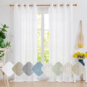 Deconovo 2 Panels Linen Look Full Blackout Curtains with 8 Grommets, Thermal Drapes - 1 of 4