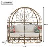 Coolbibila-Sun Lounger Outdoor With Colorful Pillows, Wicker Patio Lounger With Curtain, Lounger Couch With Floral Pattern - 4 of 4