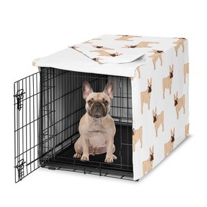 Sweet Jojo Designs Boy, Girl, Unisex/Gender Neutral Dog Crate Kennel Cover 36in. Cartoon Puppy Taupe and White - 1 of 4