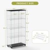 4-Tier Tempered Glass Display Cabinet with Lock & Wheels, Freestanding Storage Cabinet with Acrylic Shelves - ModernLuxe - 3 of 4