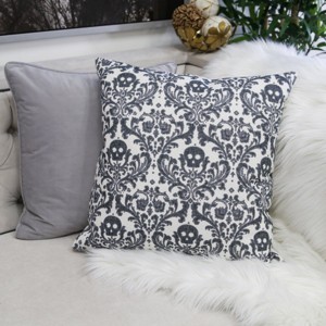 ChicFurnit Bed Pillows Baroque Skull Pillow Velvet Decor Pillow with Hidden Zipper Cotton Pillows for Living Room Decoration, Gray, 20"*1"*20" - 1 of 4