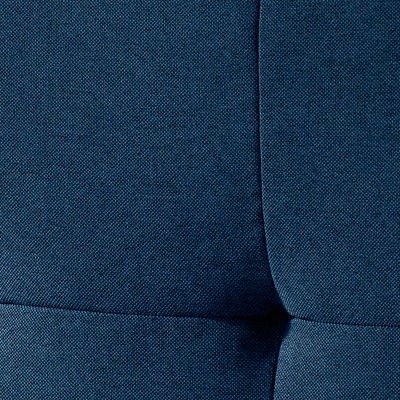 King-Sized Navy Linen-Tufted Upholstered Platform Bed with Wooden Slats