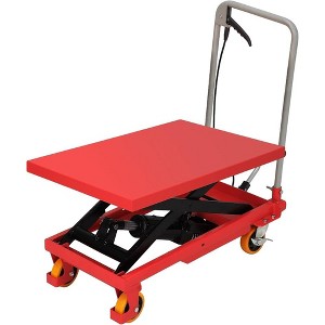 Hydraulic Lift Truck 500 Lbs Manual Single Scissors Lift Platform 28" Lift Height - 1 of 4