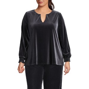 Lands' End Women's Long Sleeve Velvet Blouse - 1 of 4