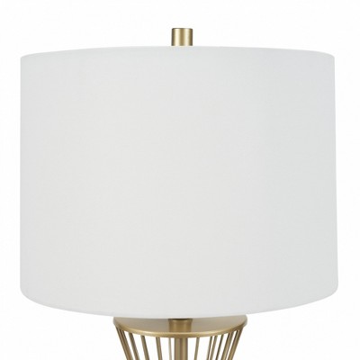 Gold Metal and Marble Wire Triangle Table Lamp with Drum Shade