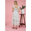 August Sky Women's Front Mock Tie Sweetheart Neckline Floral Midi Dress - 2 of 4