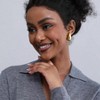 Chunky Gold Hoop Earrings, Lightweight Teardrop Drop Earrings, Sterling Silver, Trendy Women's - 3 of 4