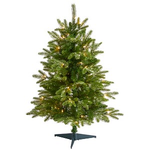 Nearly Natural 3-ft Snowed Grand Teton Fir Artificial Christmas Tree with 50 Clear Lights and 111 Bendable Branches - 1 of 4