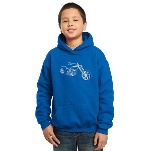 LA Pop Art Boy's Word Art Hooded Sweatshirt - MOTORCYCLE - 1 of 4
