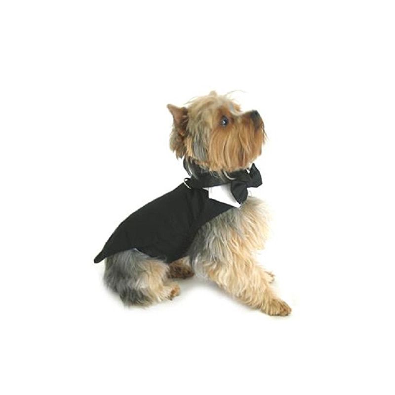 DOGGIE DESIGN Dog Tuxedo w/Formal Tails- Black, Medium (Chest 16-19"), 1 of 2