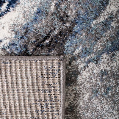 Celestial Abstract Blue & Grey Synthetic 9' x 12' Area Rug