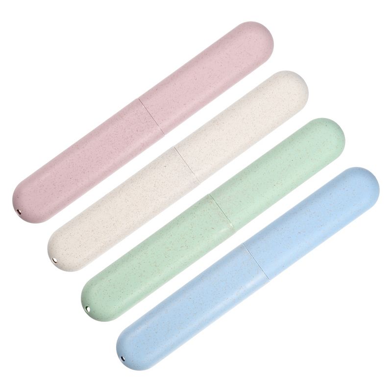 Unique Bargains Toothbrush Travel Case Traveling PP Portable Toothbrush Holders Cases for Business 8.07''x1.22''x0.83'' Green Blue Beige Pink 4pcs, 1 of 7