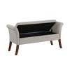 Simple Relax Upholstered Storage Bench with Flared Arms in Beige and Brown - 3 of 4